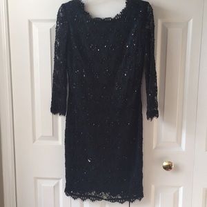 Black and Green Beaded Cocktail Dress